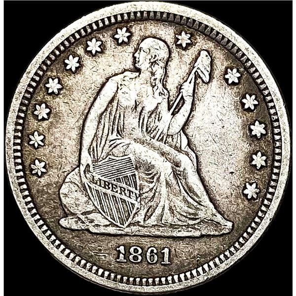 1861 Seated Liberty Quarter NEARLY UNCIRCULATED