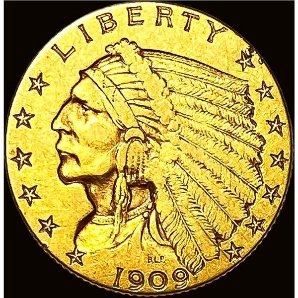 1909 Indian Head Gold $2.5 Quarter Eagle NEARLY UNCIRCULATED