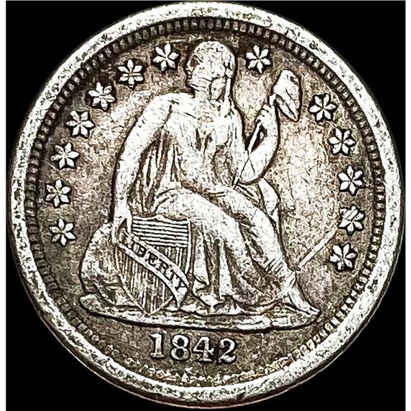 1842-O Silver Seated Liberty Dime NEARLY UNCIRCULATED