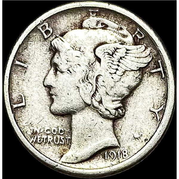 1918 Silver Mercury Dime NEARLY UNCIRCULATED