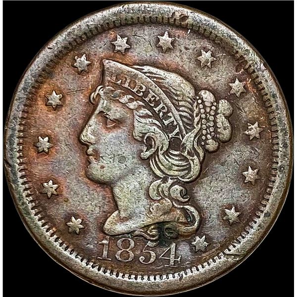 1854 Braided Hair Half Cent LIGHTLY CIRCULATED