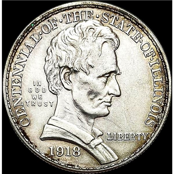 1918 Silver Illinois Half Dollar CLOSELY UNCIRCULATED