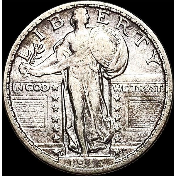 1917-D T2 Silver Standing Liberty Quarter NEARLY UNCIRCULATED