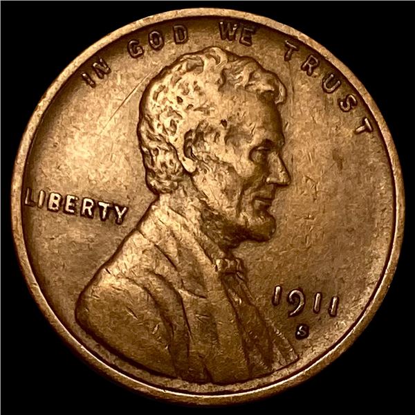 1911-S Lincoln Wheat Cent NEARLY UNCIRCULATED
