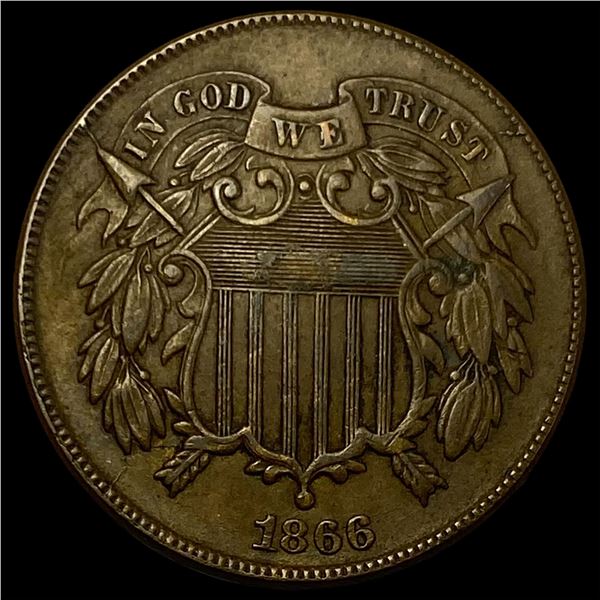 1866 Bronze Two-Cent Piece CHOICE AU