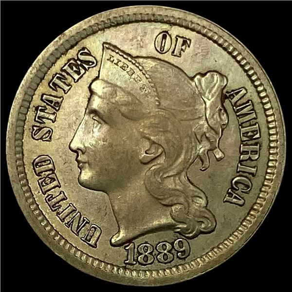 1889 Nickel Three-Cent Piece CHOICE AU