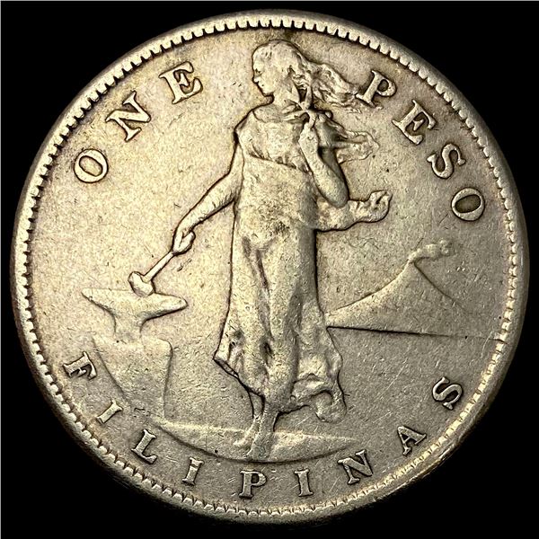 1908-S US-Philippines Silver Peso NEARLY UNCIRCULATED
