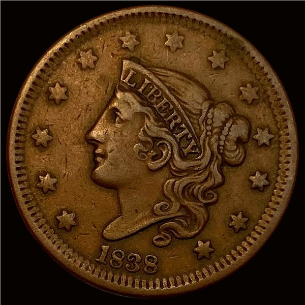 1838 Coronet Head Large Cent NEARLY UNCIRCULATED