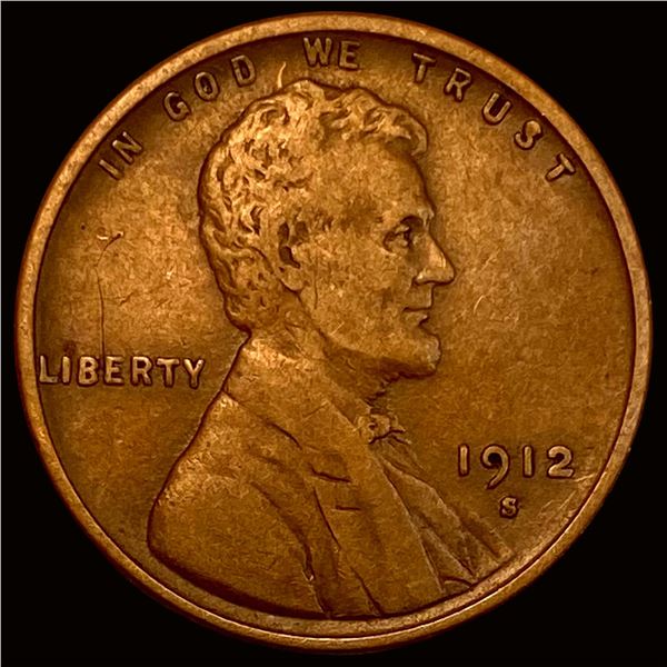 1912-S Bronze Lincoln Wheat Cent LIGHTLY CIRCULATED