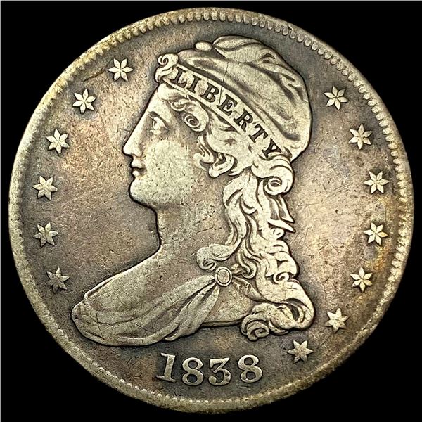 1838 Silver Capped Bust Half Dollar LIGHTLY CIRCULATED