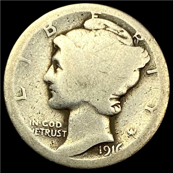 1916-D Silver Mercury Dime NICELY CIRCULATED