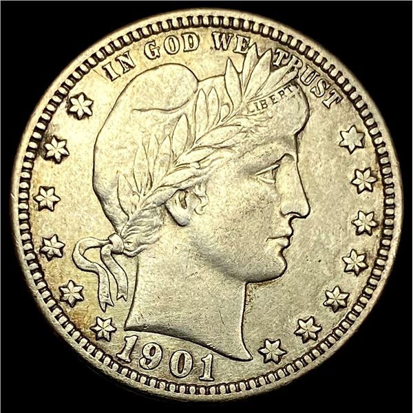 1901-O Silver Barber Quarter NEARLY UNCIRCULATED