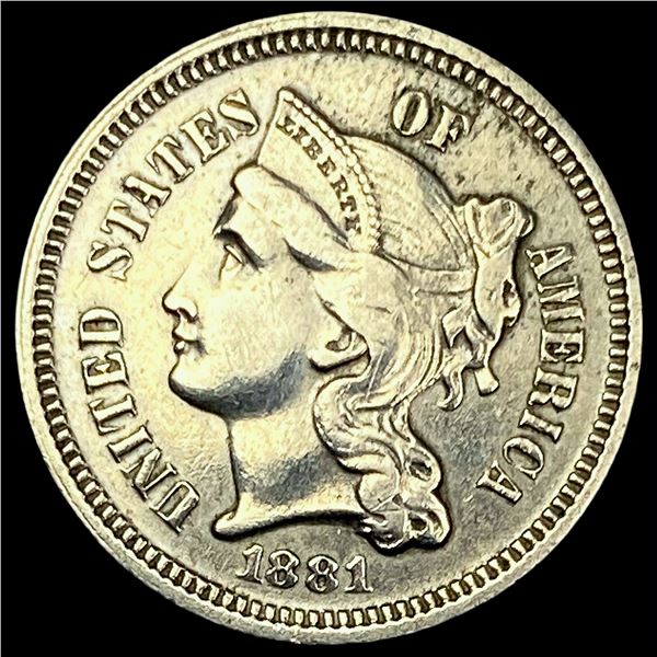 1881 Nickel Three-Cent Piece NEARLY UNCIRCULATED