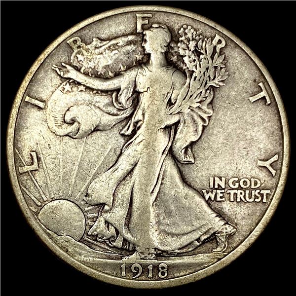 1918-D Walking Liberty Half Dollar ABOUT UNCIRCULATED
