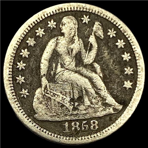 1858-O Silver Seated Liberty Dime LIGHTLY CIRCULATED