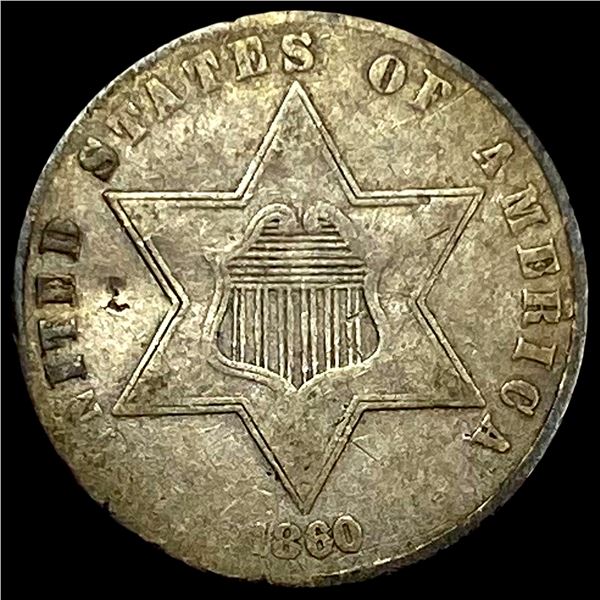 1860 Silver Three-Cent Piece NICELY CIRCULATED