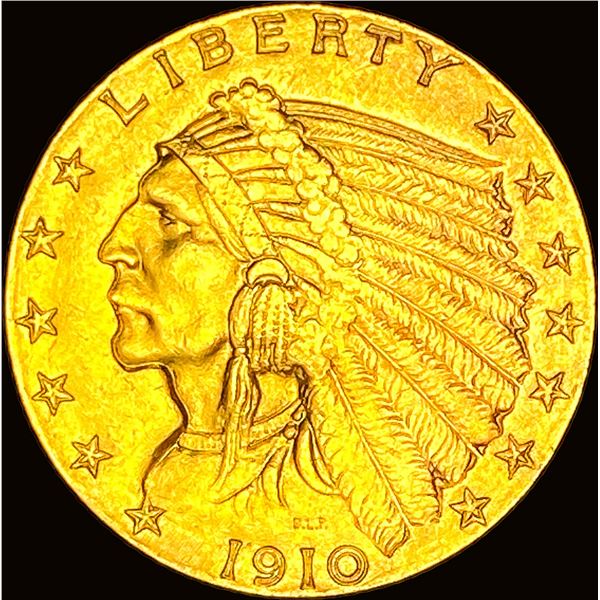1910 Indian Head Gold $2.50 Quarter Eagle CLOSELY UNCIRCULATED
