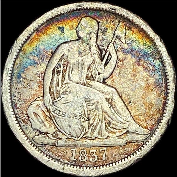1837 No Stars Seated Liberty Dime NICE CIRC