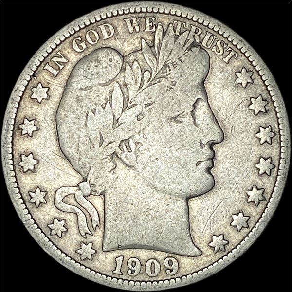 1909-S Silver Barber Half Dollar NICELY CIRCULATED