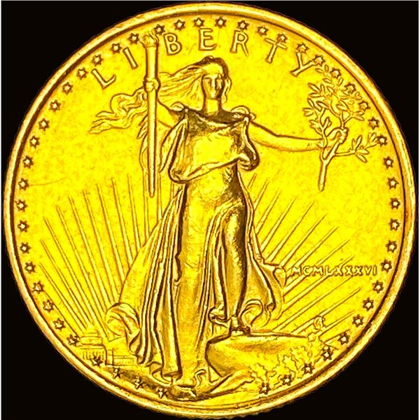 1986 1/10oz $5 Gold American Eagle SUPERB GEM BU