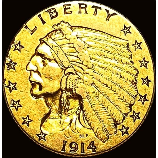 1914-D Indian Head Gold $2.5 Quarter Eagle CLOSE UNC