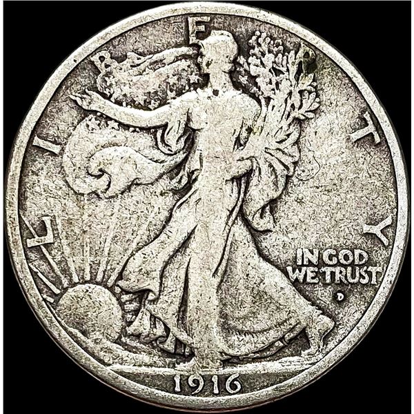 1916-D Walking Liberty Half Dollar LIGHTLY CIRCULATED