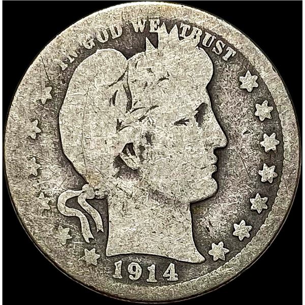 1914-S Silver Barber Quarter NICELY CIRCULATED