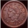 Image 1 : 1853 Braided Hair Large Cent CLOSELY UNCIRCULATED