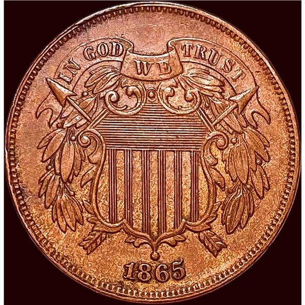 1865 Copper Two-Cent Piece CHOICE AU
