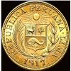 Image 2 : 1917 Peru .2355oz Gold Una Libra CHOICE BU