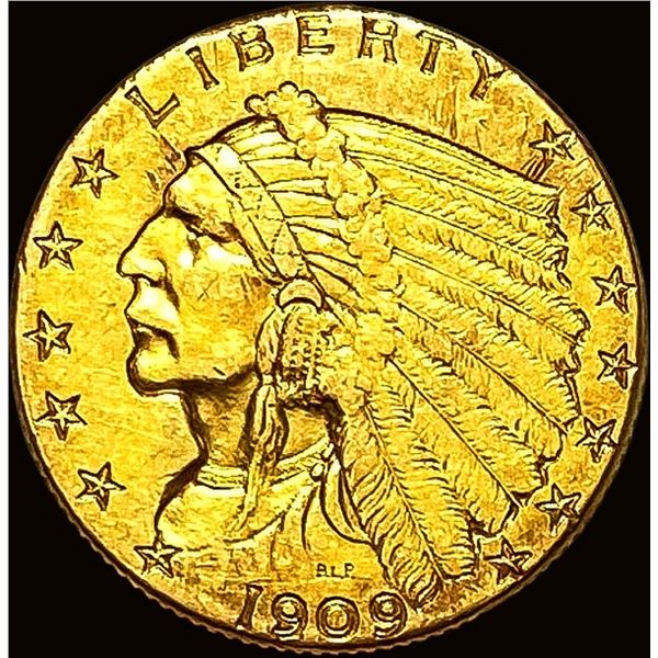 1909 Indian Head Gold $2.50 Quarter Eagle CLOSELY UNCIRCULATED