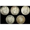 Image 1 : [5]1900-1915 Silver Barber Half Dollars NICELY CIRCULATED