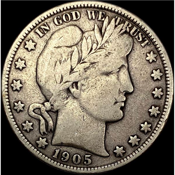 1905-S Silver Barber Half Dollar LIGHTLY CIRCULATED