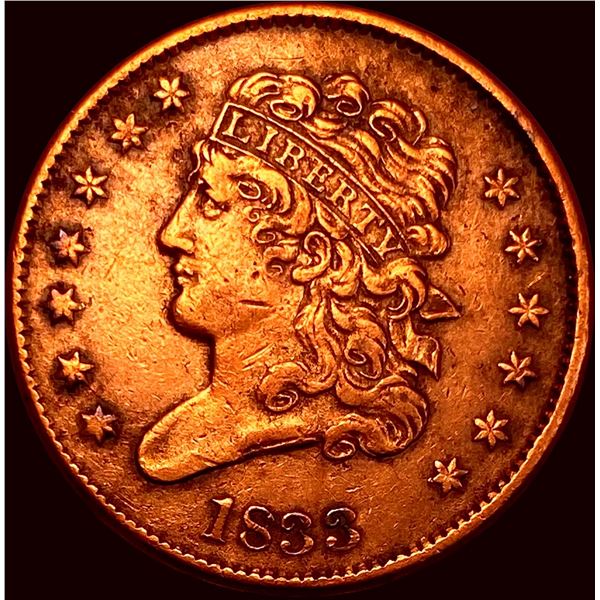 1833 Classic Half Cent CLOSELY UNCIRCULATED