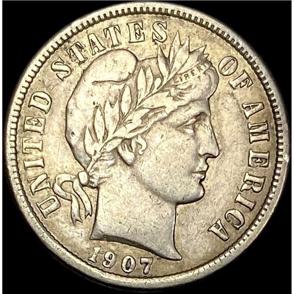 1907-S Silver Barber Dime NEARLY UNCIRCULATED
