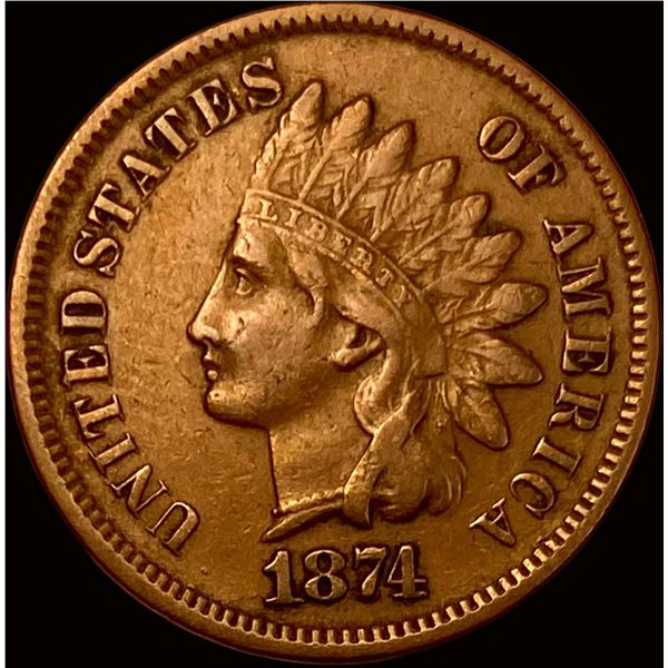 1874 Indian Head Cent NEARLY UNCIRCULATED