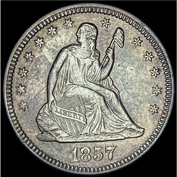 1857-O Silver Seated Liberty Quarter CHOICE AU