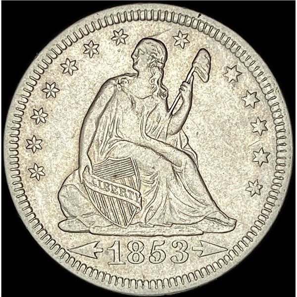 1853 Arrows/Rays Seated Liberty Quarter NEARLY UNCIRCULATED
