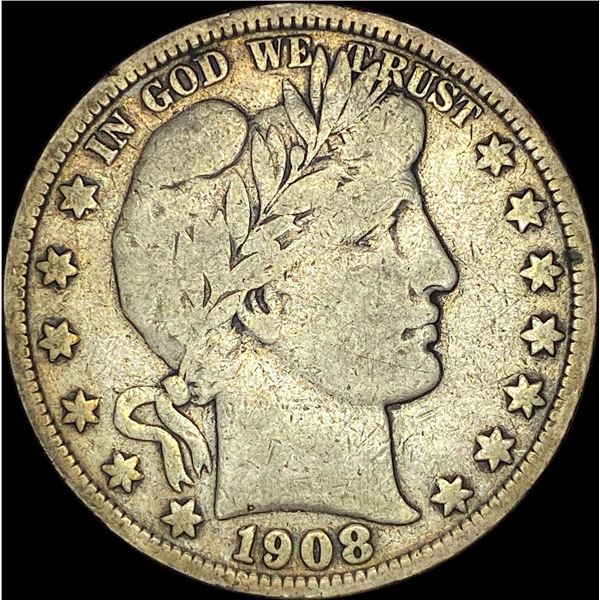 1908-S Silver Barber Half Dollar LIGHTLY CIRCULATED