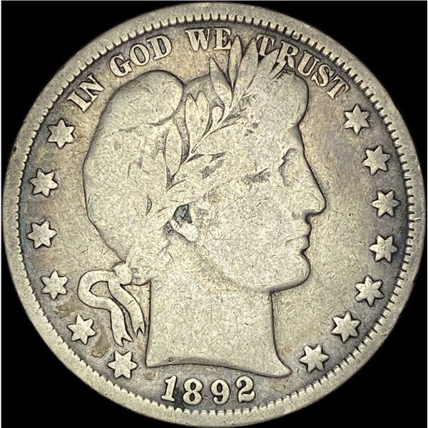 1892 Silver Barber Half Dollar NICELY CIRCULATED