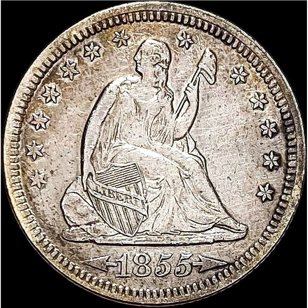 1855 Arrows Seated Liberty Silver Quarter CLOSELY UNCIRCULATED