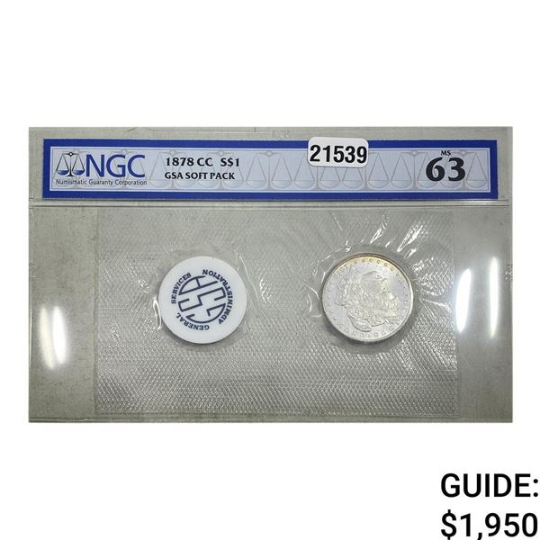 1878-CC Morgan Silver Dollar NGC MS63