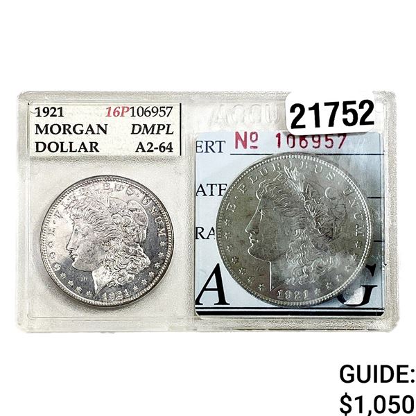 1921 Morgan Silver Dollar ACCUGRAGE UNC DMPL