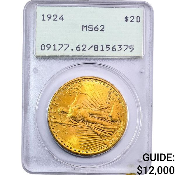 1924 $20 Gold Double Eagle PCGS MS62