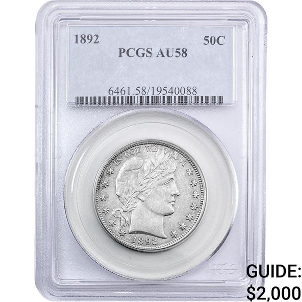 1892 Buffalo Half Dollar PCGS AU58