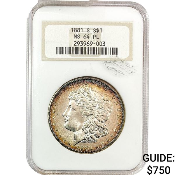 1881-S Morgan Silver Dollar NGC MS64 PL