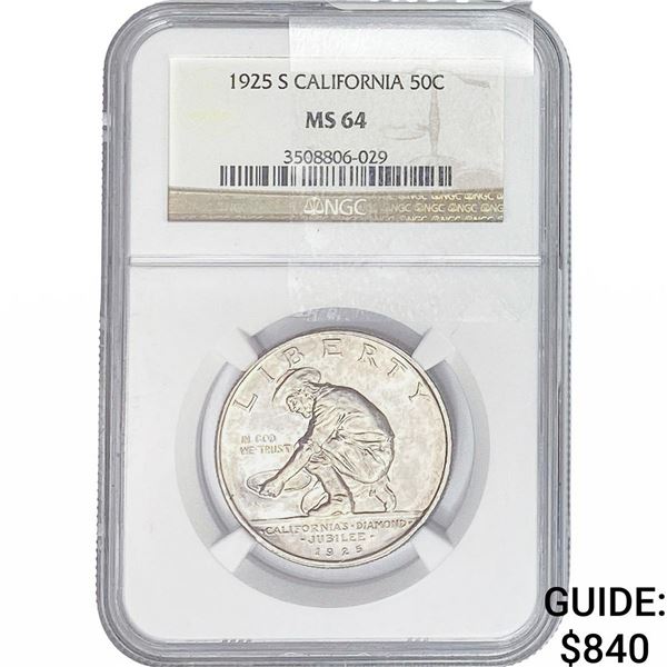 1925-S Jubilee Half Dollar NGC MS64