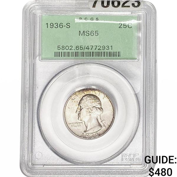 1936-S Washington Silver Quarter PCGS MS65