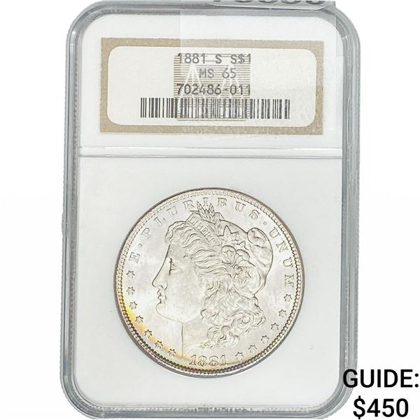 1881-S Morgan Silver Dollar NGC MS65