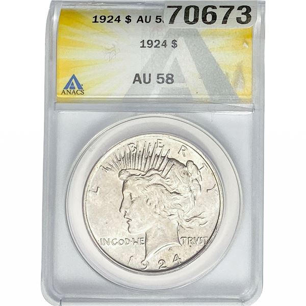 1924 Silver Peace Dollar ANACS AU58